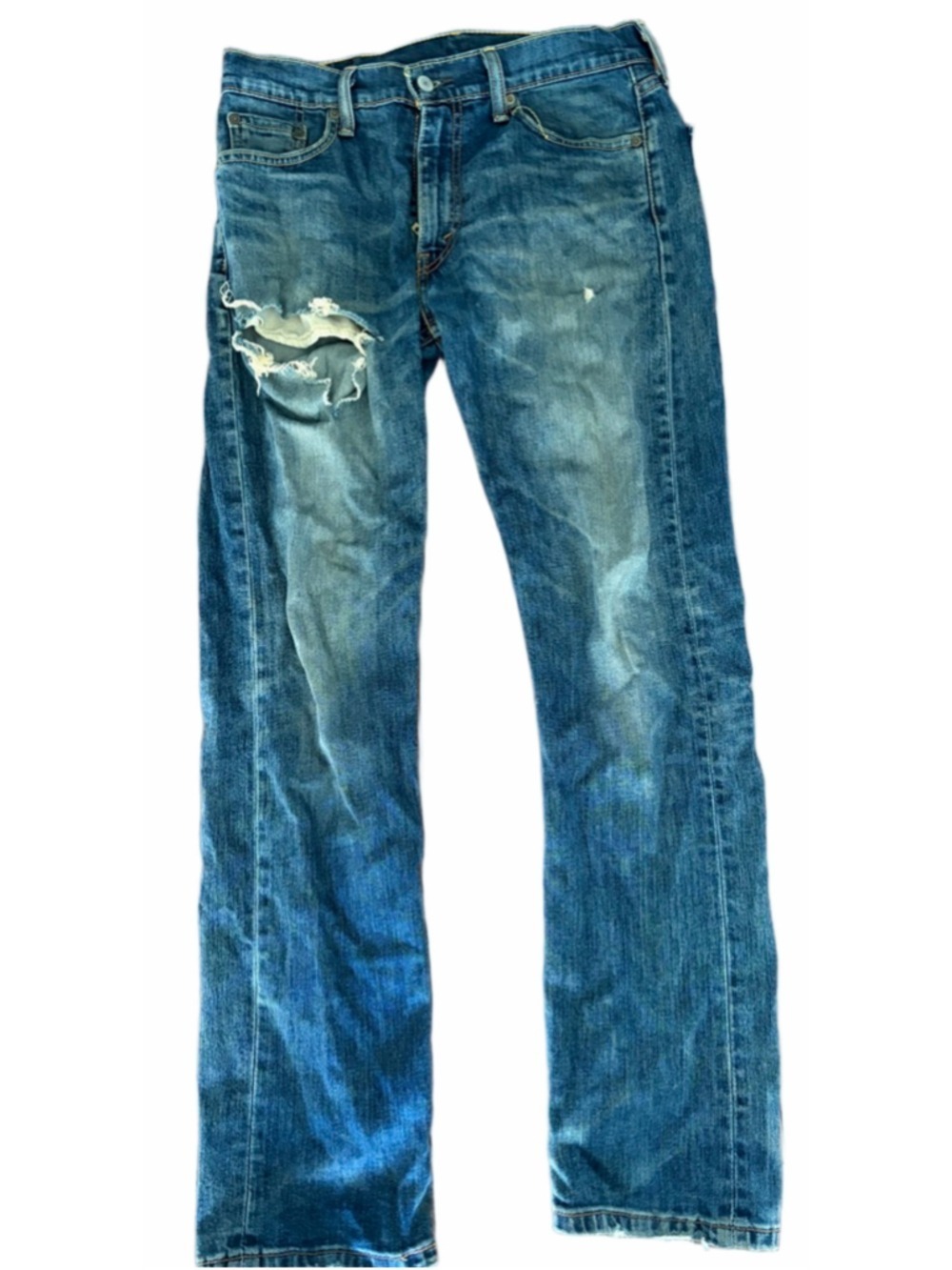 Men's Levi's Slim Straight Jeans Waist 30 Blue Distressed